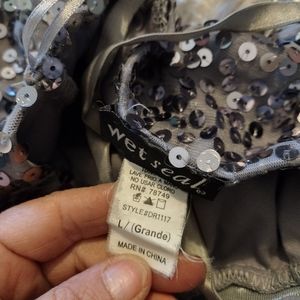 Wetseal sparkly thin strap silver dress